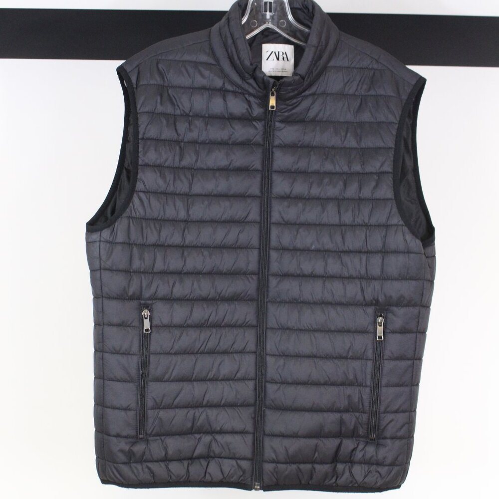 Zara Men’s Black Puffer Vest Size L‎ Lightweight Quilted